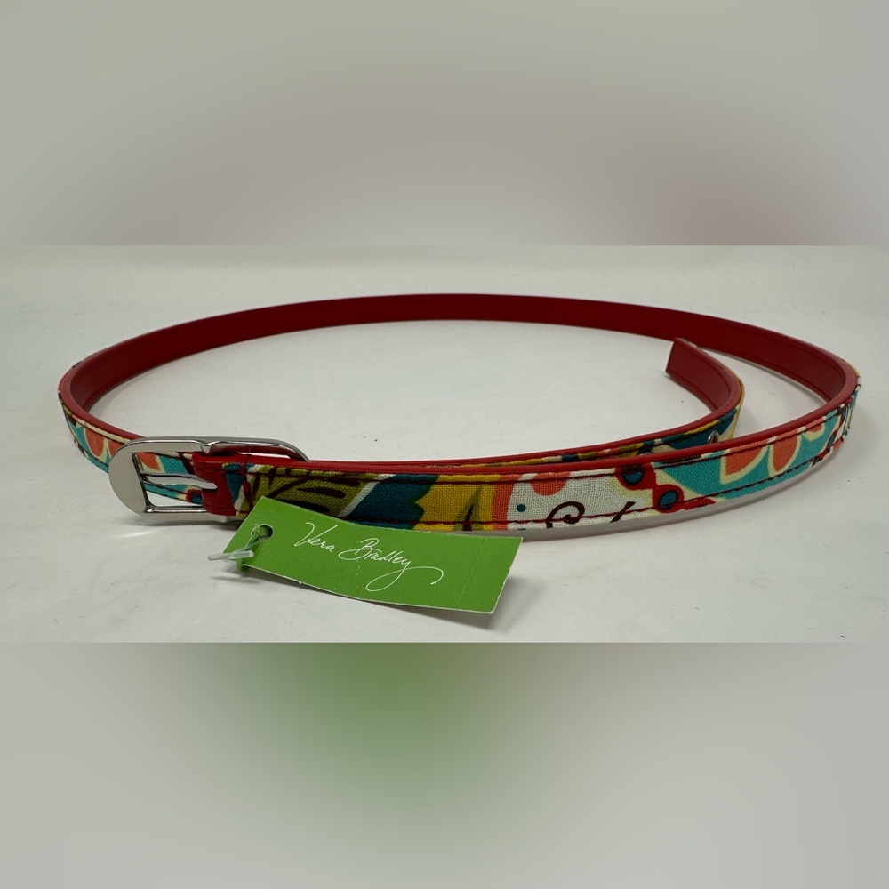 Vera Bradley Thin PROVENCAL BELT Cloth Printed Faux Leather Back Women's 37" NWT